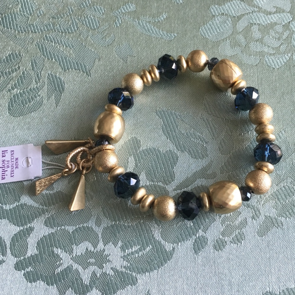 NWT Lia Sophia Goldtone & Blue Bracelet